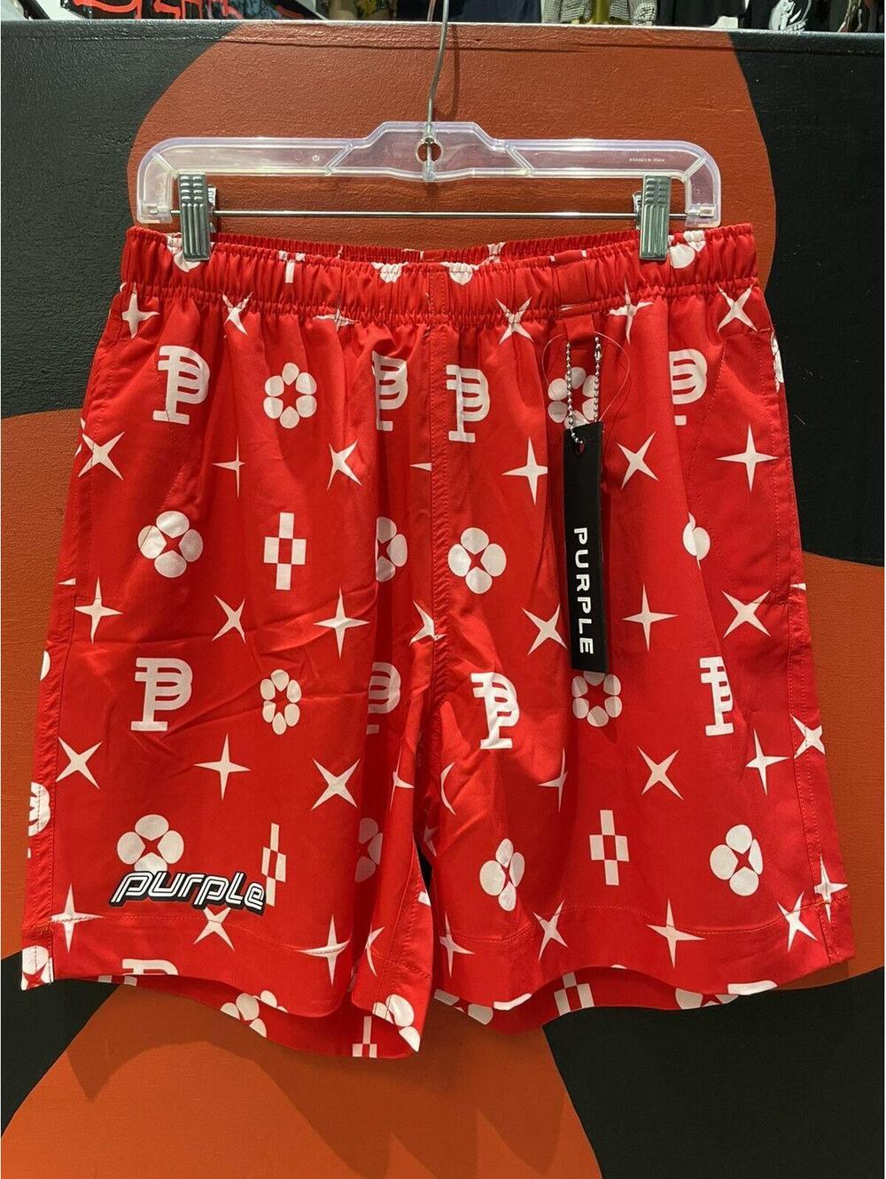 Purple brand red short swim sample no tags monogram